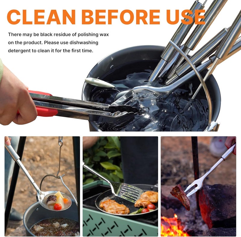 Gaialoop Portable Camping Cooking Utensils Set, Camp Kitchen & Campfire Cooking Equipment, RV Essentials, Camper Must-Haves Accessories, Outdoors Cookware, Christmas Stocking Stuffers Gifts - Image 5